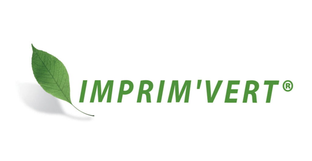 Logo du label Imprim’Vert® : la référence écoresponsable pour les imprimeurs.