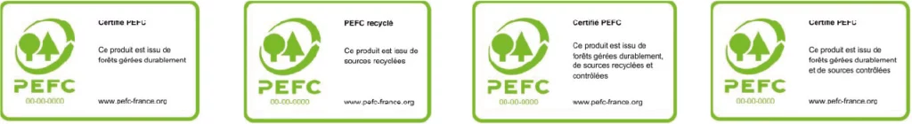 Logos du label environnemental PEFC™, impliqué dans la certification des forêts gérées durablement.